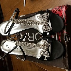 ICORA Black Bow Heeled Sandals